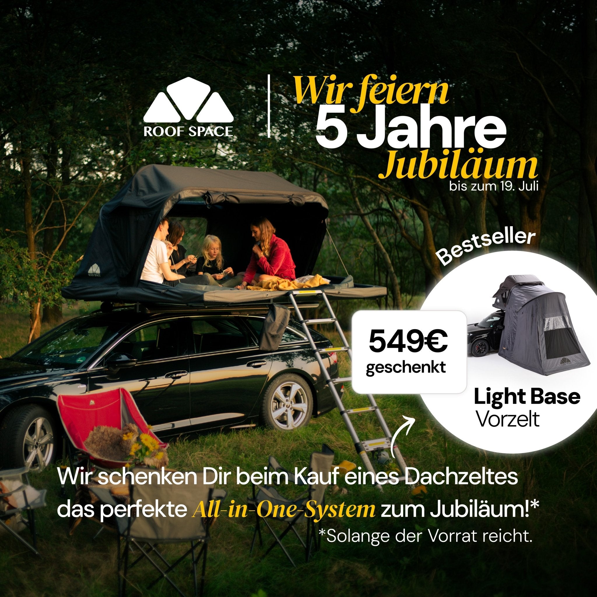 Jubiläums-Bundle Roof Space 2 + Light Base Vorzelt