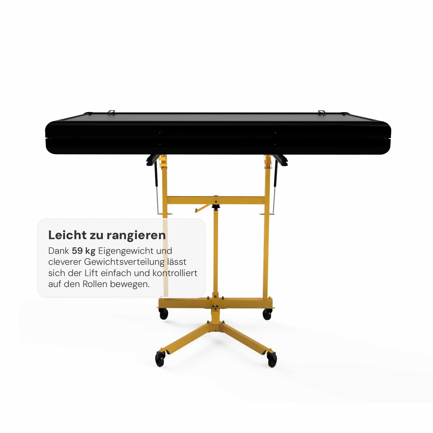 Roof Space Dachzeltlift: Leicht rangierbar mit einem Eigengewicht von ca 59kg.