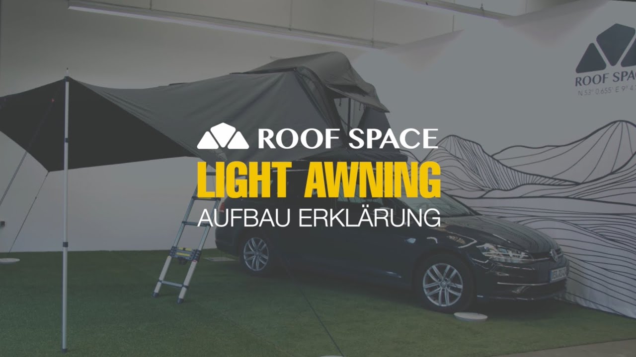 Laden Sie das Video: Aufbauanleitung der Dachzelt Markise Light Awning von Roof Space